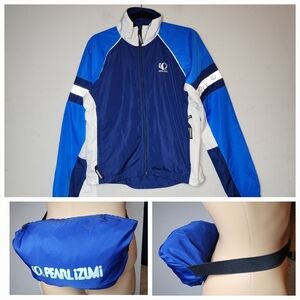 Pearl Izumi Zephrr packable blue cycling jacket. Size small.